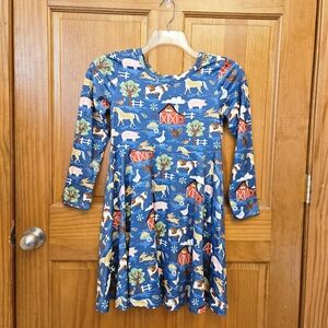 Youth Girls dress Girls 5XL Farmcore Farmhouse Country Cowgirl Blue Long Sleeve